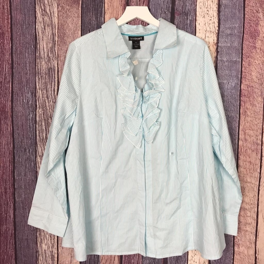Lane Bryant Button Down Striped Blouse 22